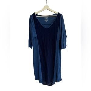Anthropologie Velvet blue vintage slub dress Size Small NEW